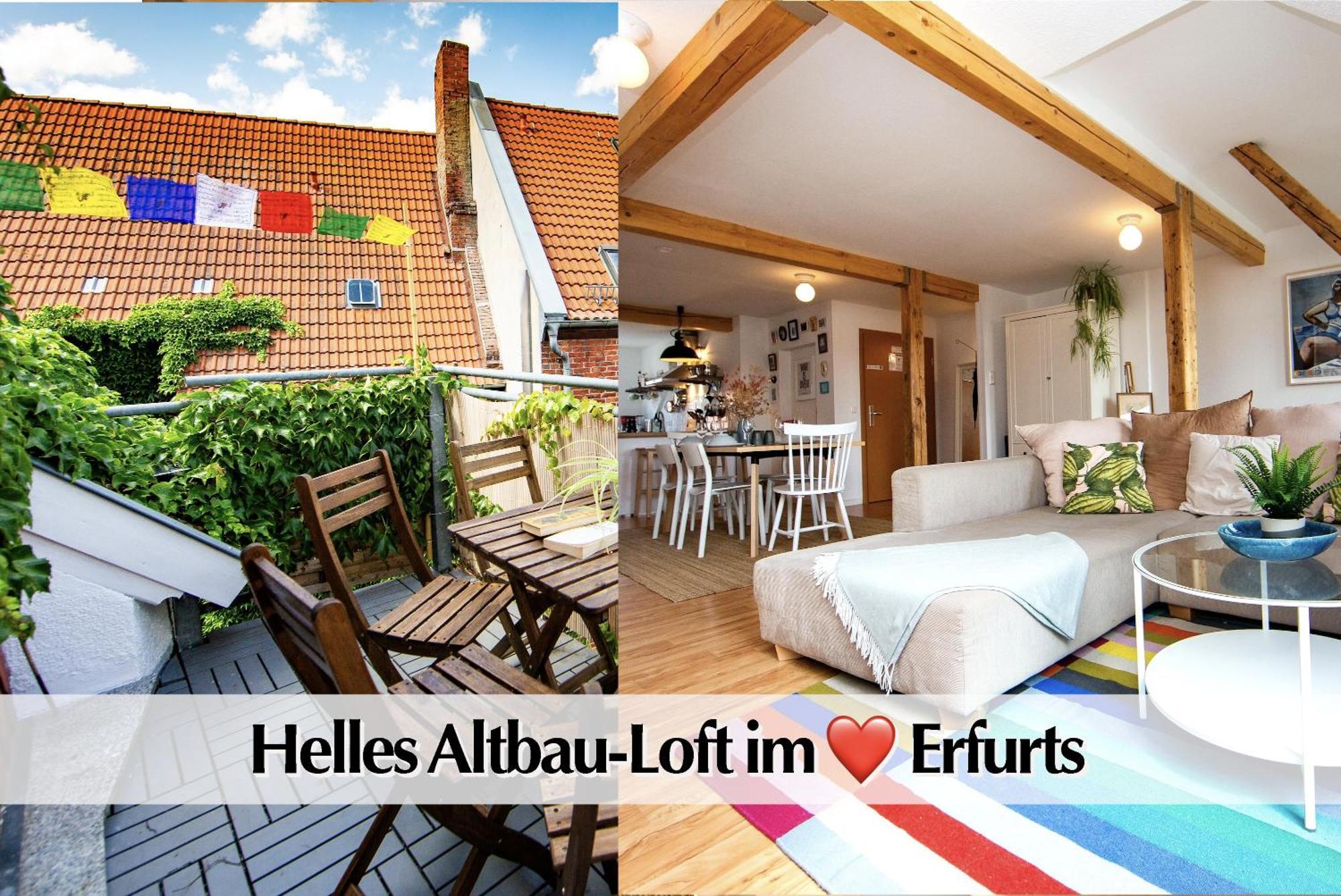 Helles 80M2 Maisonette-Loft Mit Balkon, Kingsize Bett, Smart-Tv, Etc Erfurt Esterno foto