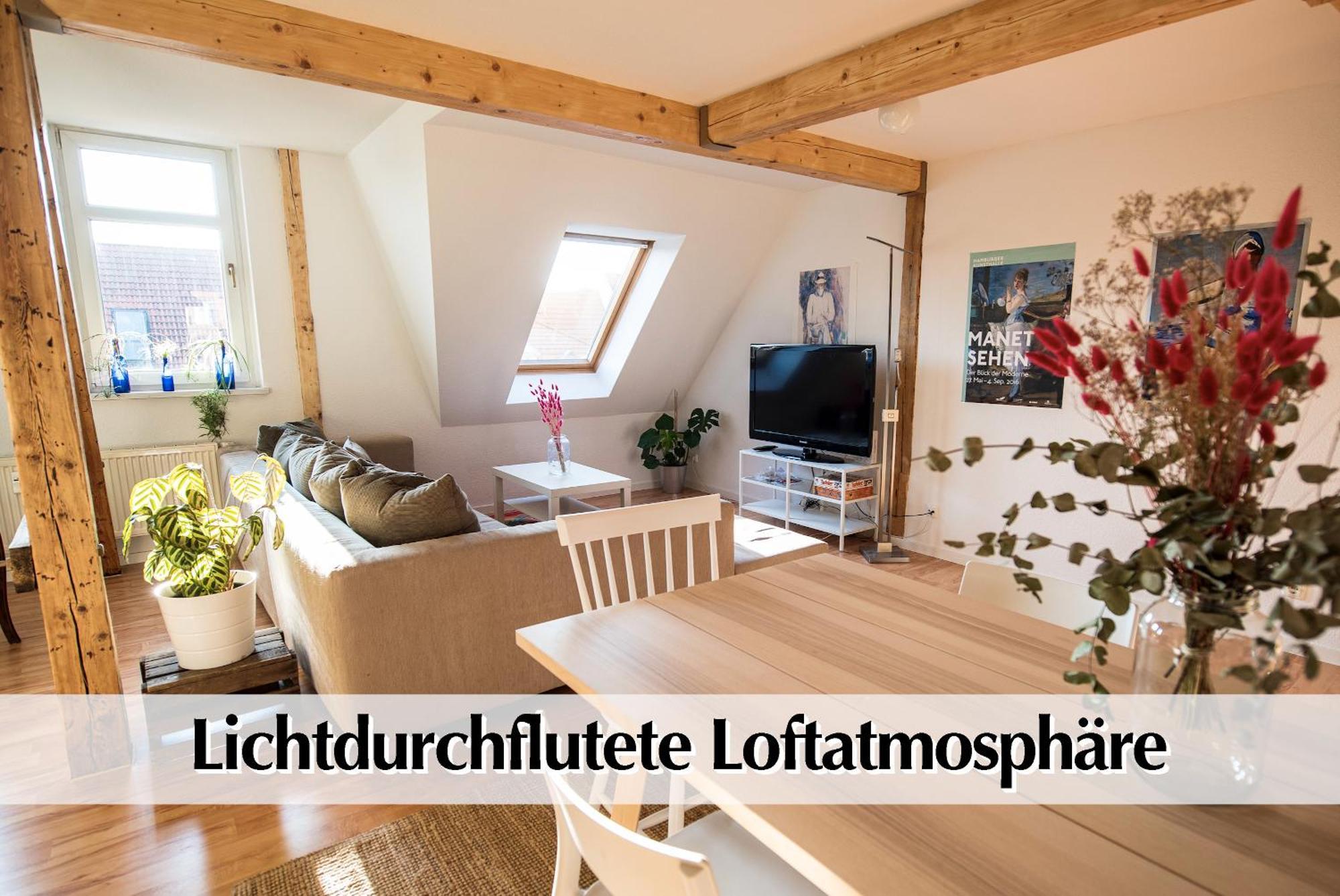 Helles 80M2 Maisonette-Loft Mit Balkon, Kingsize Bett, Smart-Tv, Etc Erfurt Esterno foto
